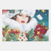  mooie kerstvrouw inpakpapier vel (Voorkant 2)