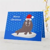 Mooie Kerstwalrus en Sneeuwvlokken Aangepast Kaart (Gele Bloem)