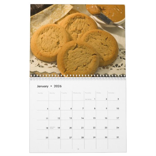 Mooie keuken en koken, maandelijks kalender (Jan 2026)