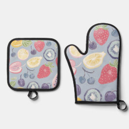 Mooie keuken koken vruchten ovenwant & pannenlap set