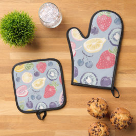 Mooie keuken koken vruchten ovenwant & pannenlap set