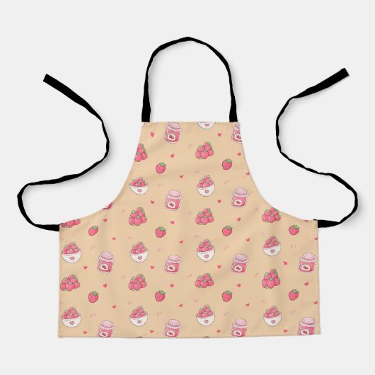 Mooie Keuken Schort met Aardbeiendessin (Voorkant)