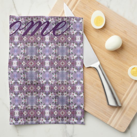 Mooie keukenhanddoek met witte bloesems (Quarter Fold)