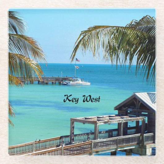 Mooie Key West Glazen Onderzetter (Voorkant)