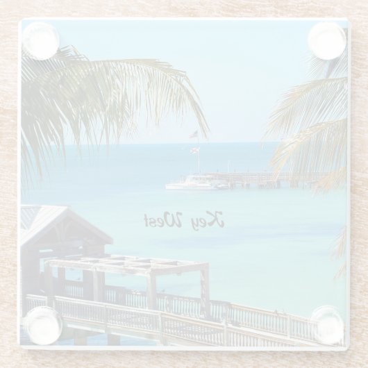 Mooie Key West Glazen Onderzetter (Achterkant)