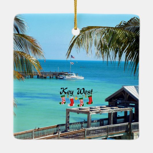 Mooie Key West Kerstmis Keramisch Ornament (Achterkant)