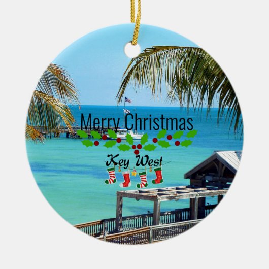 Mooie Key West Kerstmis Keramisch Ornament (Voorkant)