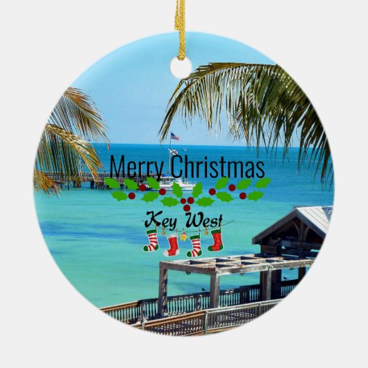 Mooie Key West Kerstmis Keramisch Ornament (Achterkant)