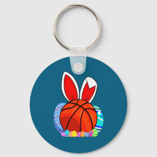 Mooie kids basketbal paasei konijn t-shirt sleutelhanger