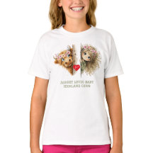 Mooie Kijkende Meisje en Hoogland Kalf T-Shirt