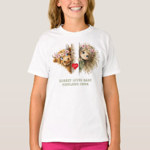 Mooie Kijkende Meisje en Hoogland Kalf T-Shirt