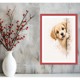 Mooie Kijkende Puppy Muur Kunst Minimalistische Ka Poster