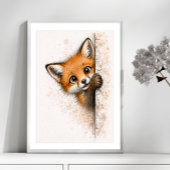 Mooie Kijkende Vos Muur Kunst Bosdier Print