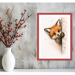 Mooie Kijkende Vos Muur Kunst Bosdier Print