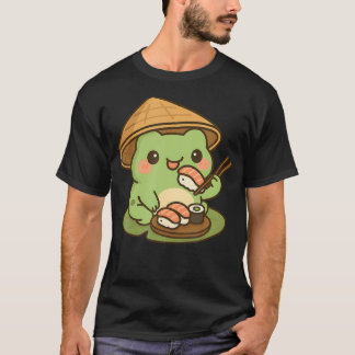 Mooie kikker die sushi anime eet t-shirt