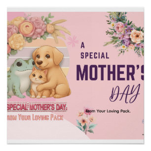 Mooie Kikker Hond Kat Moederdag kaart - Speciale C Perfect Poster