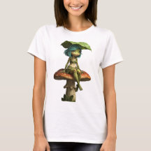 Mooie Kikker Meisje Zittend op Paddenstoel T-Shirt