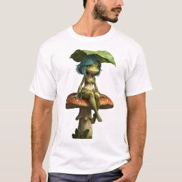 Mooie Kikker Meisje Zittend op Paddenstoel T-Shirt