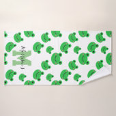 Mooie kikker met monogram luxe kinderartikelen badhanddoek (Badhanddoek)