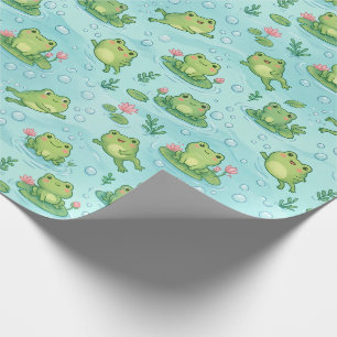Mooie Kikker Vijver Naadloos Patroon Cadeaupapier