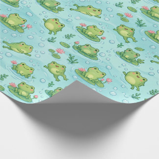 Mooie Kikker Vijver Naadloos Patroon Cadeaupapier