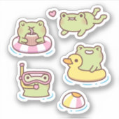 Mooie Kikkers Genieten van Zomer Sticker Set (Voorkant)
