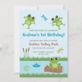 Mooie kikkers in vijver aanpasbare uitnodiging (Voorkant)