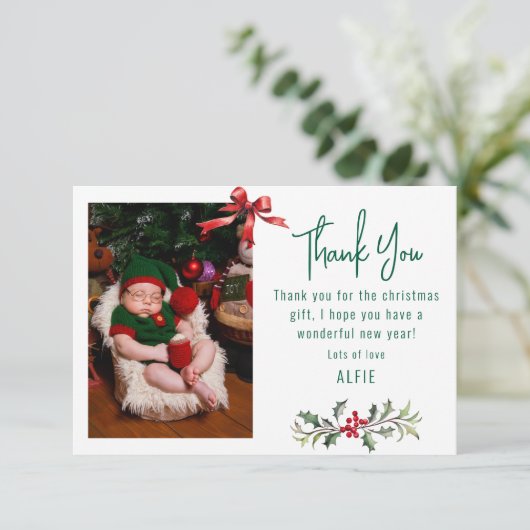 Mooie Kinder Foto Kerstmis Bedankkaart (Staand voorkant)