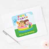 Mooie Kinderen Mini Zwembad Verjaardagsfeestje Dec Vierkante Sticker (Envelop)