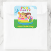 Mooie Kinderen Mini Zwembad Verjaardagsfeestje Dec Vierkante Sticker (Tas)