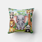 Mooie Kinderen Safari Jungle Dieren Gepersonalisee Kussen (Achterkant)