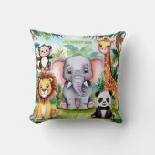 Mooie Kinderen Safari Jungle Dieren Gepersonalisee Kussen (Voorkant)