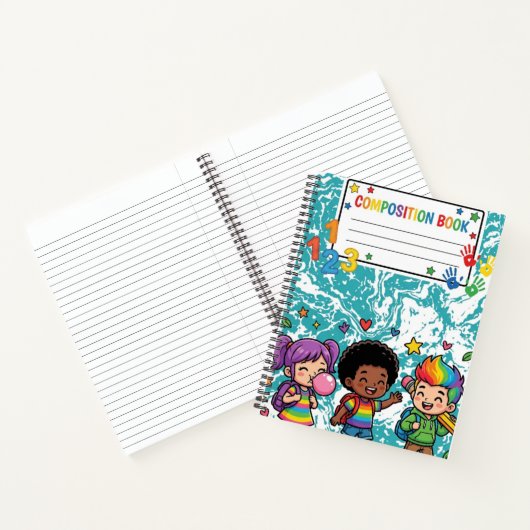 Mooie Kinderen Teal Marmer Compositie Notitieboek (Binnen)