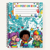 Mooie Kinderen Teal Marmer Compositie Notitieboek (Voorkant)