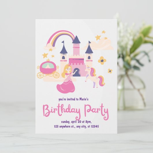 Mooie kinderfeest uitnodiging (Staand voorkant)