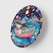 Mooie kinderkamer speelse konijn ronde klok (Hoek)