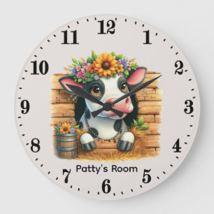 Mooie kinderkamer voeg naam toe baby koe grote klok