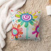 Mooie kinderkamerkunst kleurrijke bloemillustratie kussen (Deken)