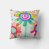 Mooie kinderkamerkunst kleurrijke bloemillustratie kussen (Achterkant)
