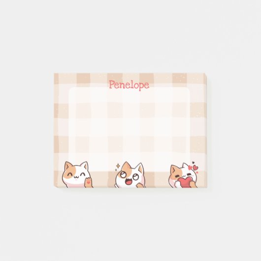 Mooie kindernaam Manga-cartoonkat Post-it® Notes (Voorkant)