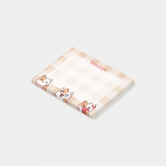 Mooie kindernaam Manga-cartoonkat Post-it® Notes (Schuin)