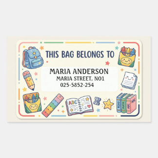 Mooie Kindernaamlabels : Deze Tas Hoort Bij Rechthoekige Sticker