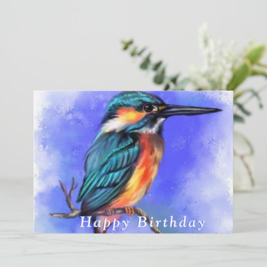 Mooie Kingfisher Bird - Happy Birthday - (Staand voorkant)
