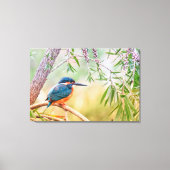 Mooie Kingfisher Bird op een boomarm Canvas Afdruk (Voorkant)