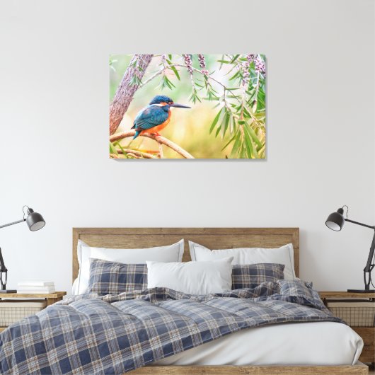 Mooie Kingfisher Bird op een boomarm Canvas Afdruk (Insitu (Slaapkamer))