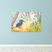 Mooie Kingfisher Bird op een boomarm Canvas Afdruk (Insitu (Houten vloer))