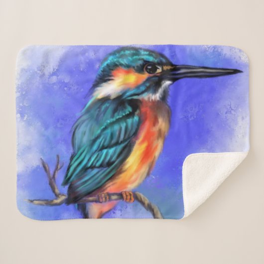 Mooie Kingfisher Sherpa Deken (Voorkant (horizontaal))
