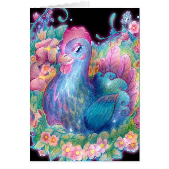 Mooie kip en bloemen (Voorkant)