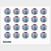 Mooie kip en bloemen ronde sticker (Vel)