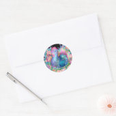 Mooie kip en bloemen ronde sticker (Envelop)